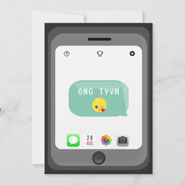 Emoji Birthday Party Thank You Card (Front)