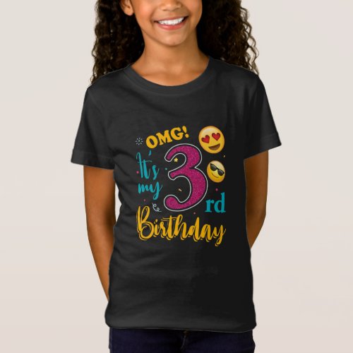Emoji Birthday Shirt OMG Its my 3rd Birthday