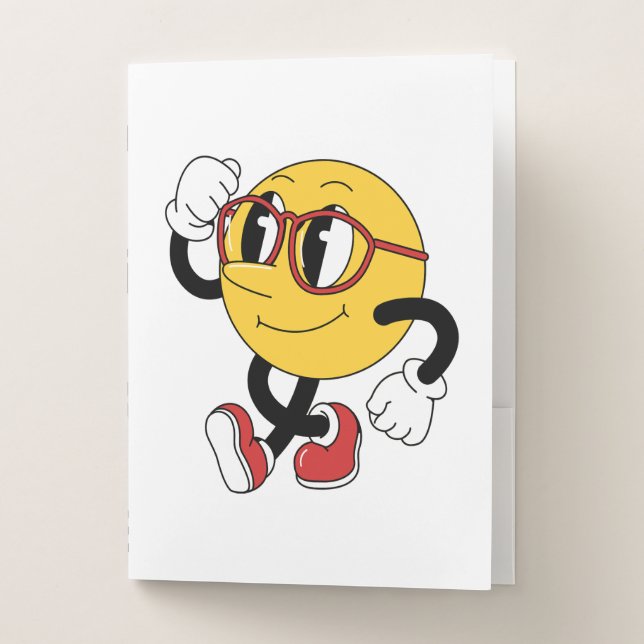 Emoji Cartoon Character with Sunglasses Boys Pocket Folder (Front)