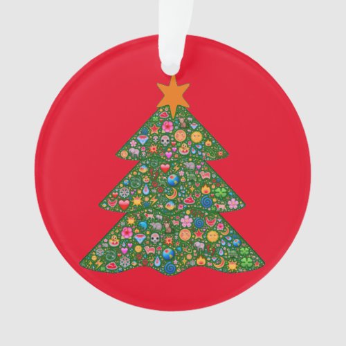 Emoji christmas tree and red Built4Love heart Ornament