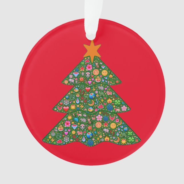 Emoji christmas tree and red Built4Love heart Ornament (Front)