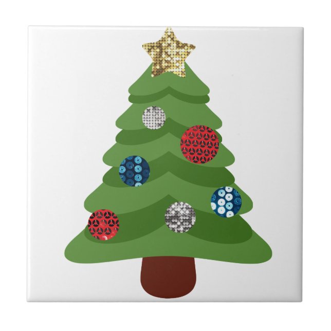 emoji christmas tree ceramic tile (Front)