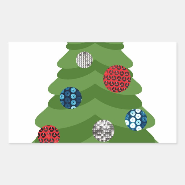 emoji christmas tree rectangular sticker (Front)