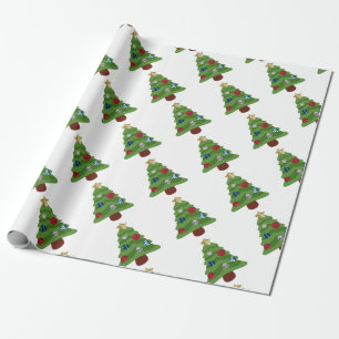emoji christmas tree wrapping paper