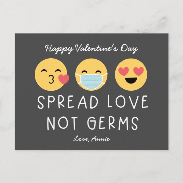 Emoji Classroom Valentine - Gray Postcard (Front)