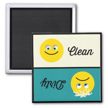 Emoji Clean Dirty Dishwasher Teal Cream Magnet by PamJArts at Zazzle