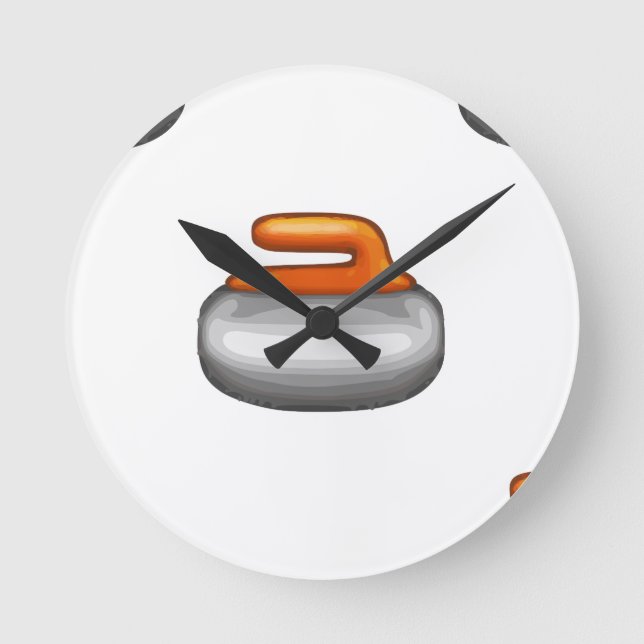 Emoji Curling Stone Round Clock (Front)
