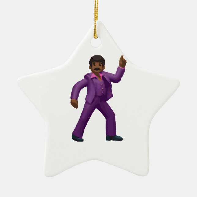 Emoji Dancing Man Ceramic Ornament (Front)