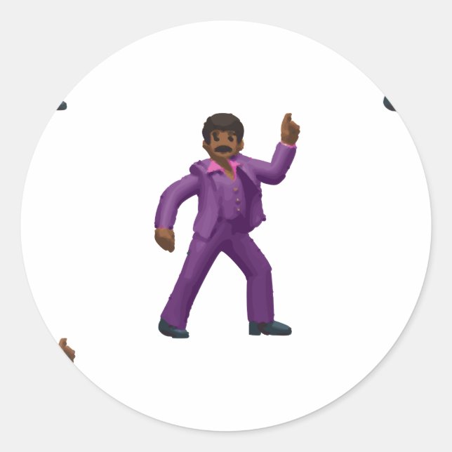 Emoji Dancing Man Classic Round Sticker (Front)