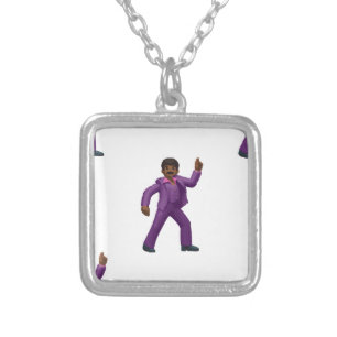 Emoji Dancing Man Silver Plated Necklace