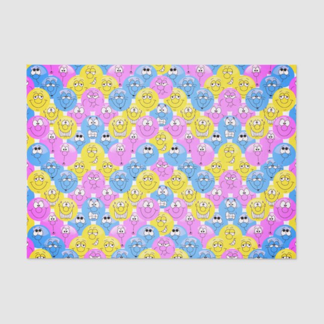Emoji 😊 Design Funny Pastel Faces Tissue Paper (Front)