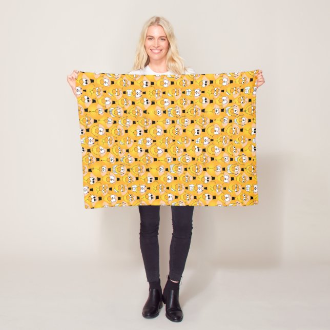 Emoji Design Funny Yellow Faces Fleece Blanket (In Situ)