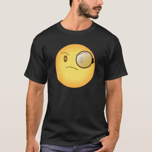 Emoji Emoticon Face Emotion Icon Arrogant Monocle  T_Shirt