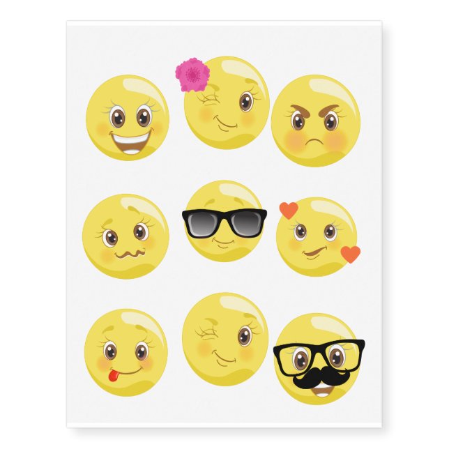 Emoji Emoticons Temporary Tattoos (Front)