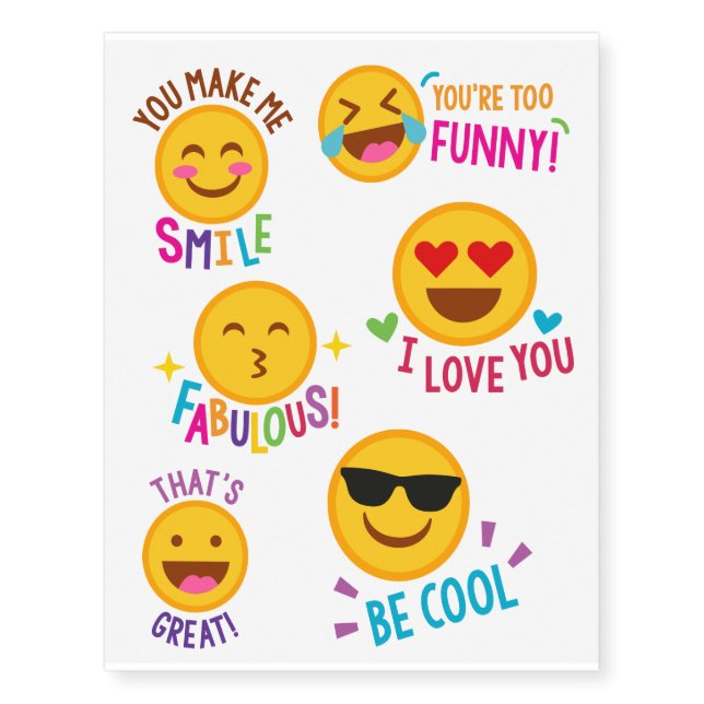Emoji Encouragement temporary Tattoos (Front)