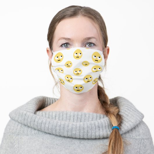emoji eye rolling adult cloth face mask (Worn)