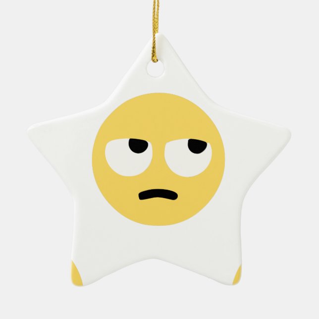 emoji eye rolling ceramic ornament (Front)