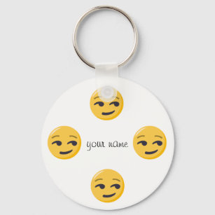 Emoji Face  and '' Your Name Here " Keychain