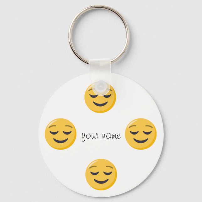 Emoji Face  and '' Your Name Here " Keychain (Front)