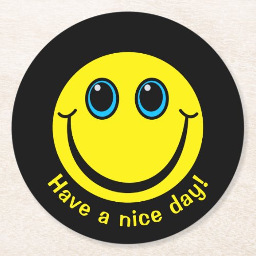 Emoji Face Have a nice day Round Paper Coaster