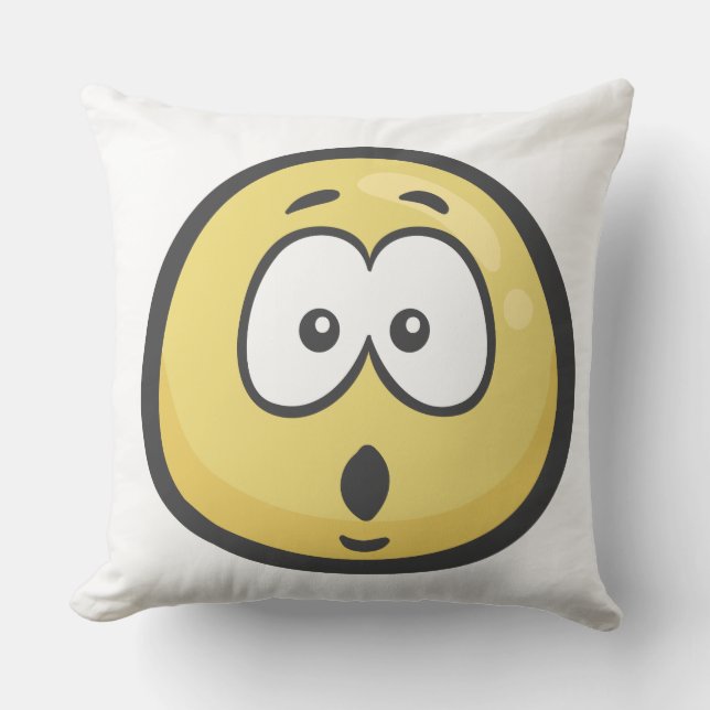 Emoji: Face With Open Mouth Throw Pillow (Front)