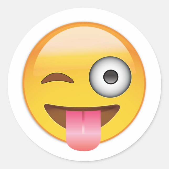 Emoji - Face With Tongue Classic Round Sticker (Front)