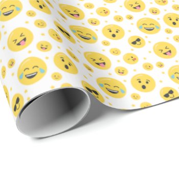 Emoji Faces Any Age Birthday Wrapping Paper by allpetscherished at Zazzle