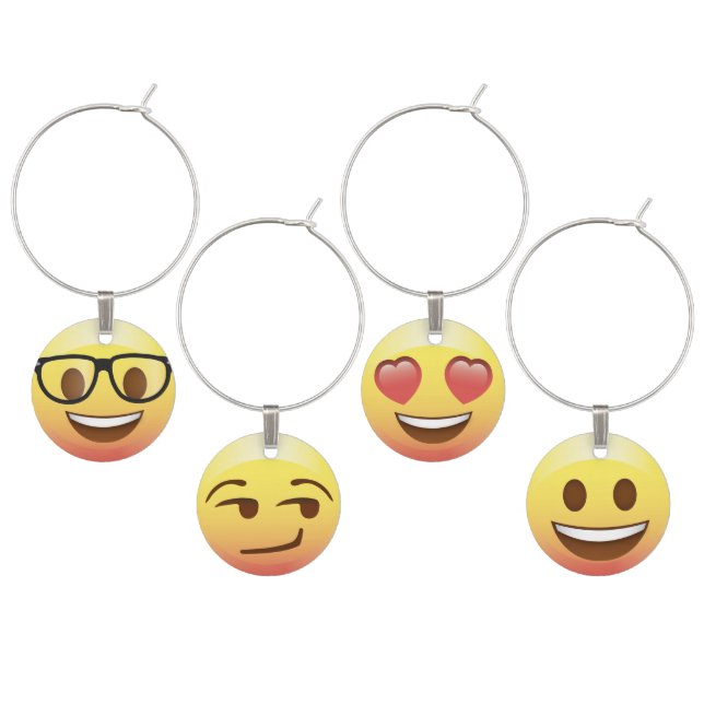 Emoji Faces Good Times Party Wine Charms (Staggered)