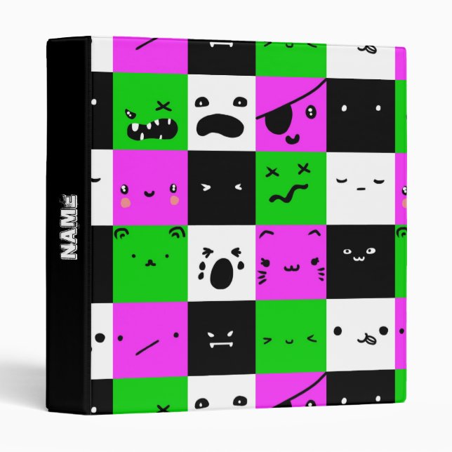 Emoji Faces Kawaii Purple personalized Binder (Front/Spine)