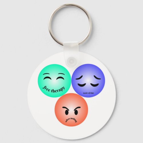 Emoji feelings with happy sad and angry quotes  keychain