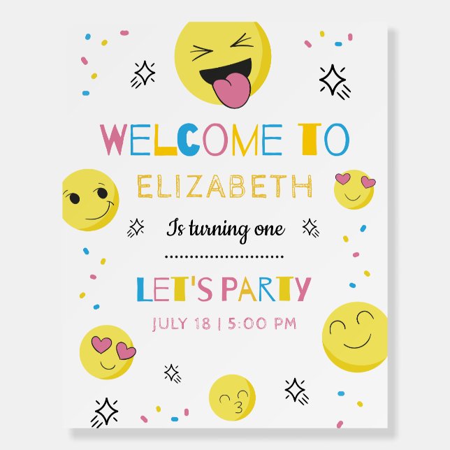 Emoji First Birthday Welcome Sign (Front)