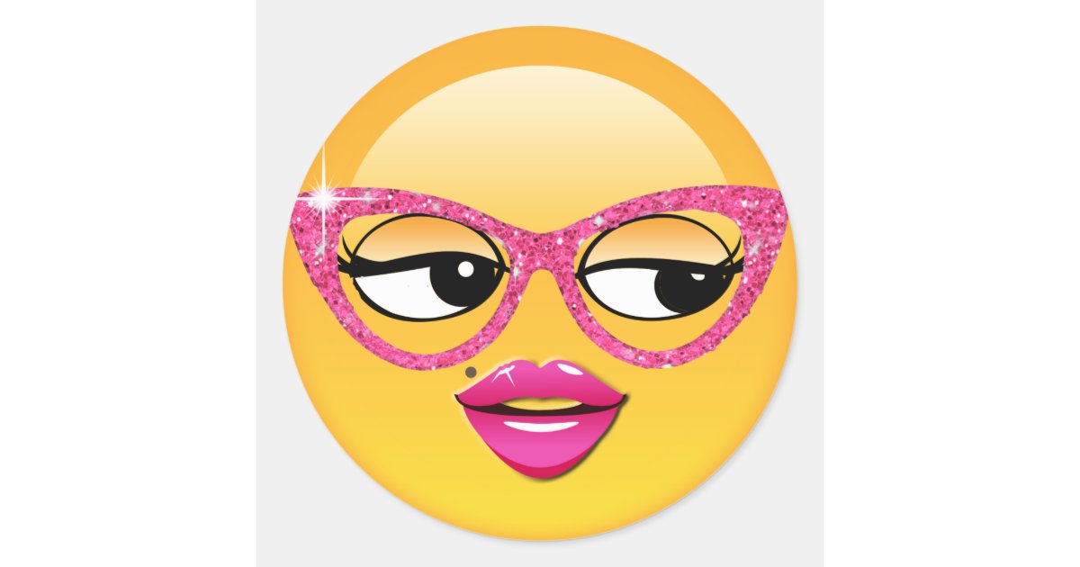Emoji Flirty Girl ID227 Classic Round Sticker
