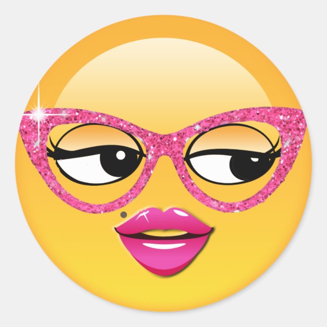 Emoji Flirty Girl ID227 Classic Round Sticker (Front)
