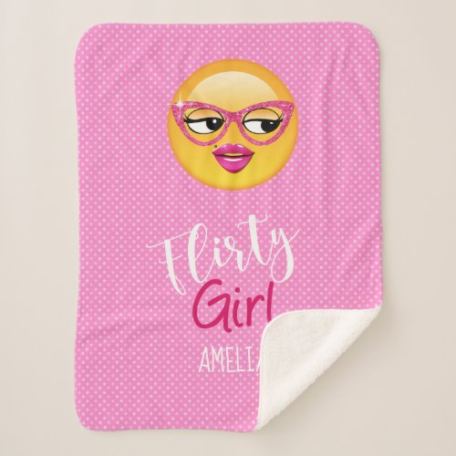 Emoji Flirty Girl ID227 Sherpa Blanket