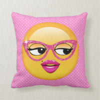 Emoji Flirty Girl ID227 Throw Pillow