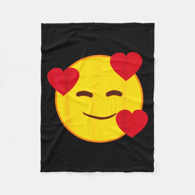 Emoji Floating Hearts Yellow Smile Face  Fleece Blanket (Front)