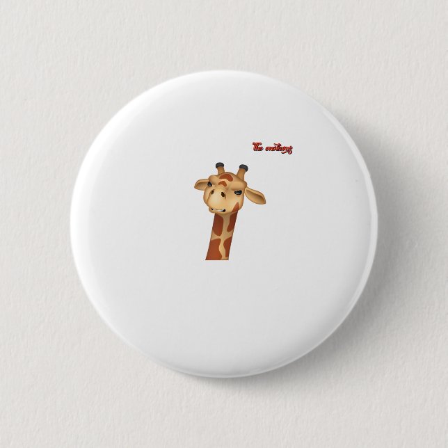 emoji frowning angry giraffe face  button (Front)
