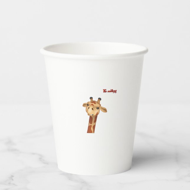 emoji frowning angry giraffe face  paper cups (Front)
