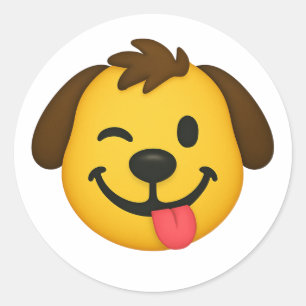 Emoji Fun Dog - Kawaii Lovers Style Classic Round Sticker