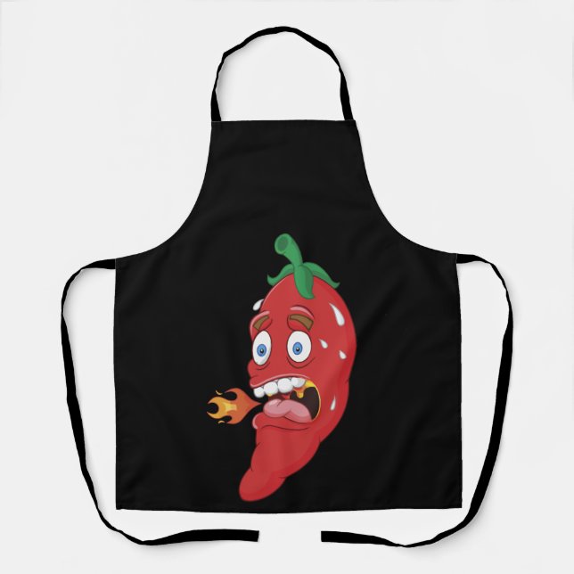 Emoji Funny Chilli Pepper Hot Sauce Food Lover Apron (Front)