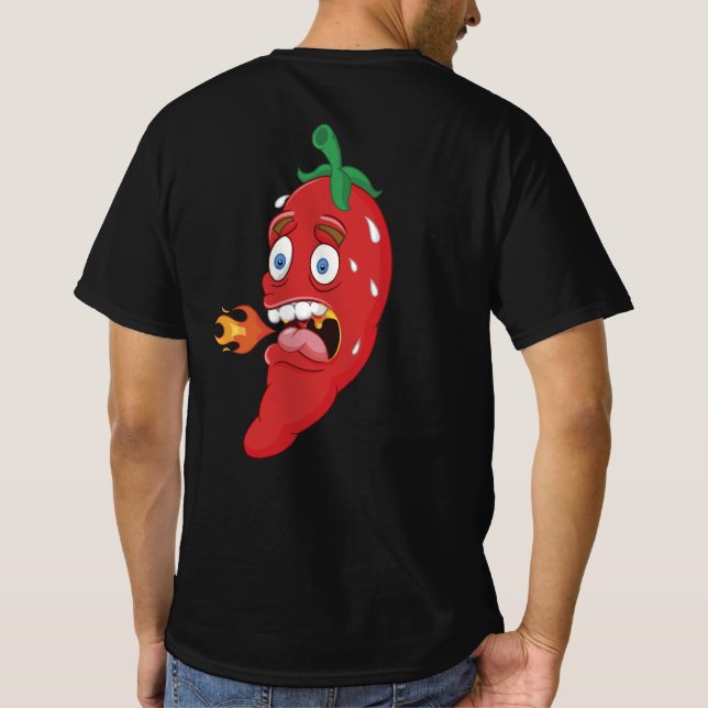 Emoji Funny Chilli Pepper Hot Sauce Food Lover T-Shirt (Back)