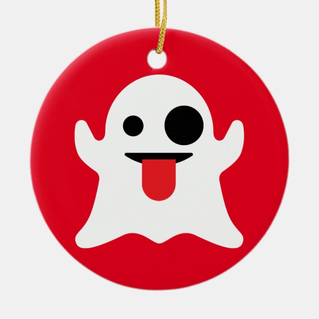 Emoji Ghost Ceramic Ornament (Front)