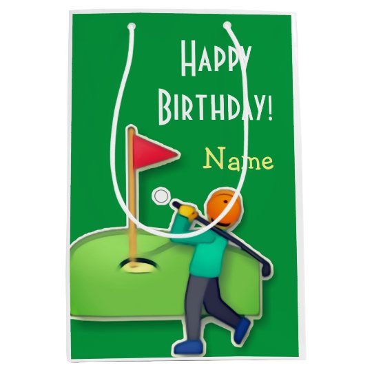 Emoji golf Happy Birthday green Medium Gift Bag | Zazzle.com