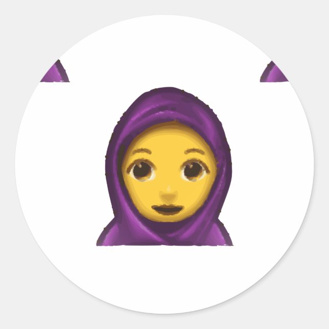 emoji hajib classic round sticker (Front)