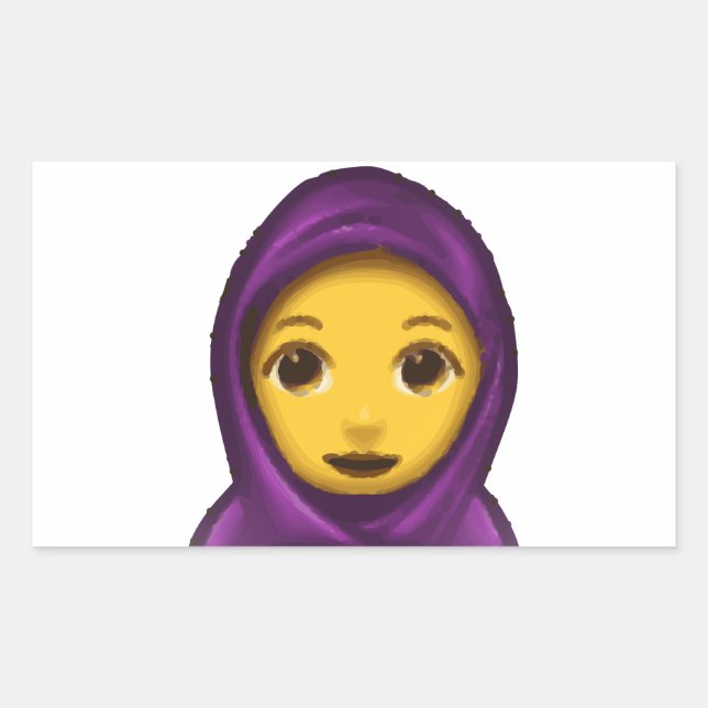 emoji hajib rectangular sticker (Front)