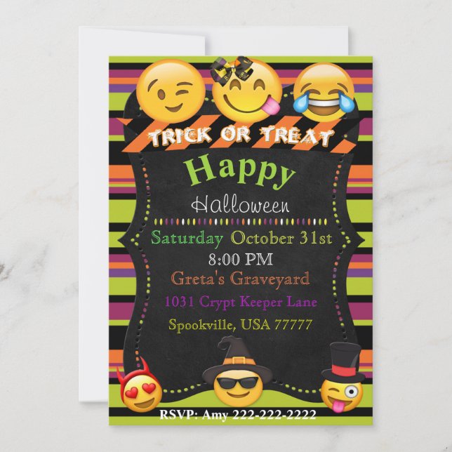 Emoji Halloween Party or Halloween Birthday Invite (Front)