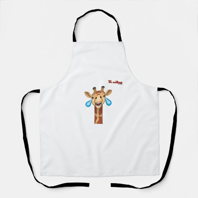 emoji happy crying giraffe face   apron (Front)