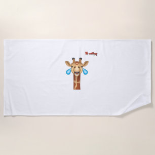 emoji happy crying giraffe face beach towel