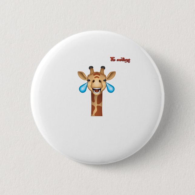 emoji happy crying giraffe face   button (Front)