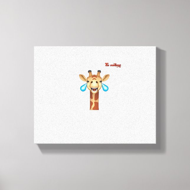 emoji happy crying giraffe face   canvas print (Front)